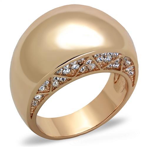 JCE1798 IP Rose Gold(Ion Plating) Stainless Steel Ring with Top Grade Crystal in Clear