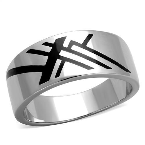 JCE1800 High polished (no plating) Stainless Steel Ring with Epoxy  in Jet