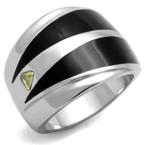 JCE1815 High polished (no plating) Stainless Steel Ring with AAA Grade CZ in Topaz