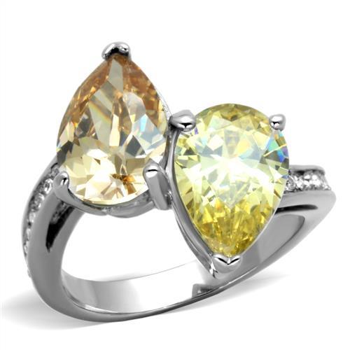 JCE1820 High polished (no plating) Stainless Steel Ring with AAA Grade CZ in Multi Color