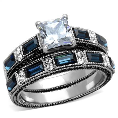 JCE1829 High polished (no plating) Stainless Steel Ring with AAA Grade CZ in Clear