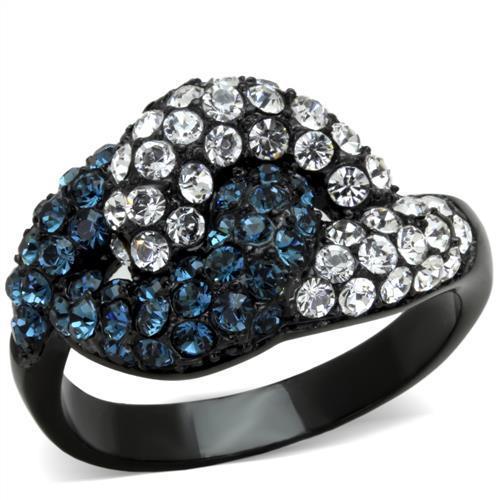 JCE1833 IP Black(Ion Plating) Stainless Steel Ring with Top Grade Crystal in Montana