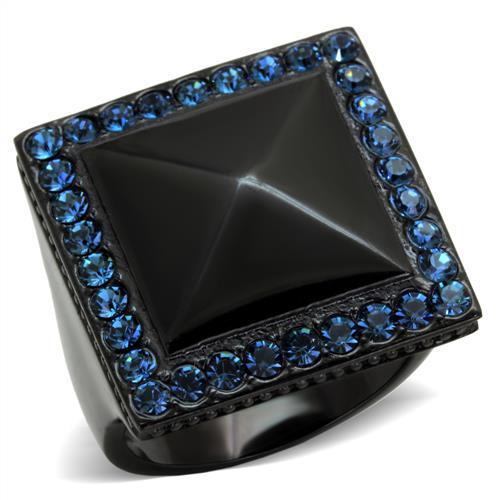 JCE1841 IP Black(Ion Plating) Stainless Steel Ring with Top Grade Crystal  in Montana