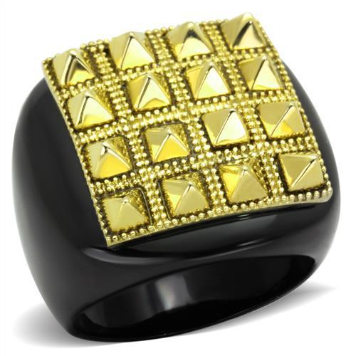 JCE1842 IP Gold+ IP Black (Ion Plating) Stainless Steel Ring with No Stone