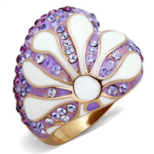 JCE1850 IP Rose Gold(Ion Plating) Stainless Steel Ring with Top Grade Crystal in Multi Color