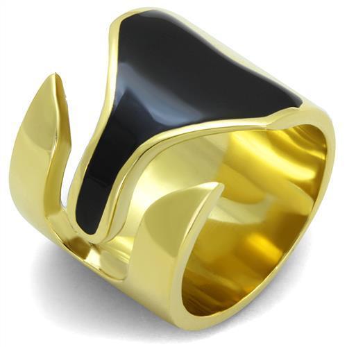 JCE1860 IP Gold(Ion Plating) Stainless Steel Ring with Epoxy in Jet