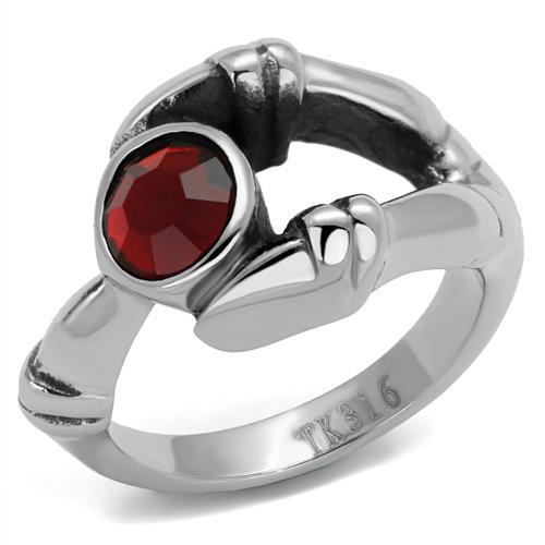 JCE1970 High polished (no plating) Stainless Steel Ring with Top Grade Crystal  in Siam