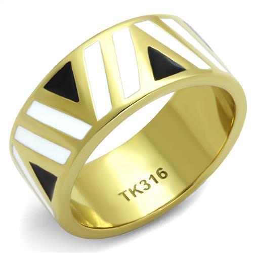 JCE2037 IP Gold(Ion Plating) Stainless Steel Ring with Epoxy  in Multi Color