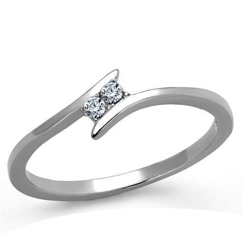 JCE2121 High polished (no plating) Stainless Steel Ring with AAA Grade CZ  in Clear