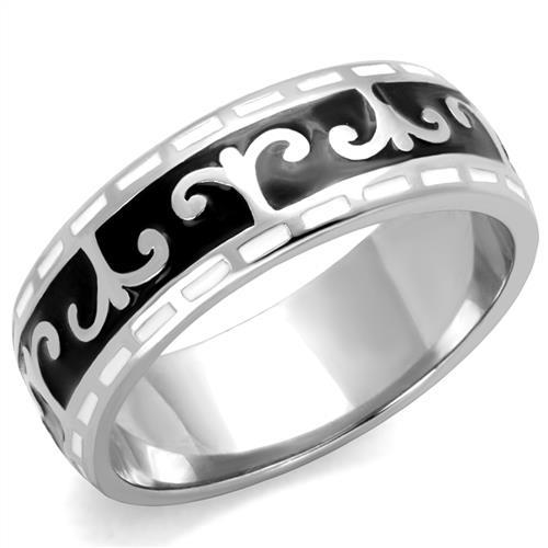 JCE2154 High polished (no plating) Stainless Steel Ring with Epoxy  in Jet
