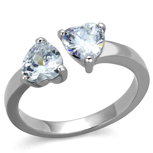 JCE2167 High polished (no plating) Stainless Steel Ring with AAA Grade CZ  in Clear