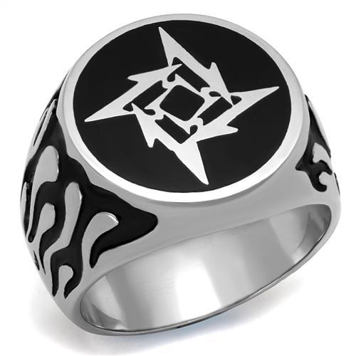 JCE2225 High polished (no plating) Stainless Steel Ring with Epoxy  in Jet