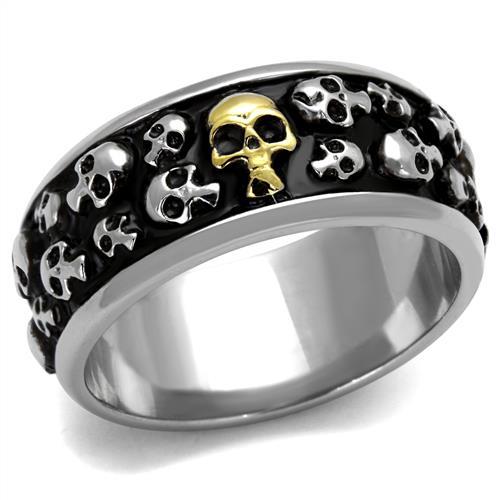 JCE2235 Two-Tone IP Gold (Ion Plating) Stainless Steel Ring with No Stone