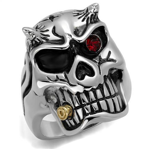 JCE2244 Two-Tone IP Gold (Ion Plating) Stainless Steel Ring with Top Grade Crystal  in Siam