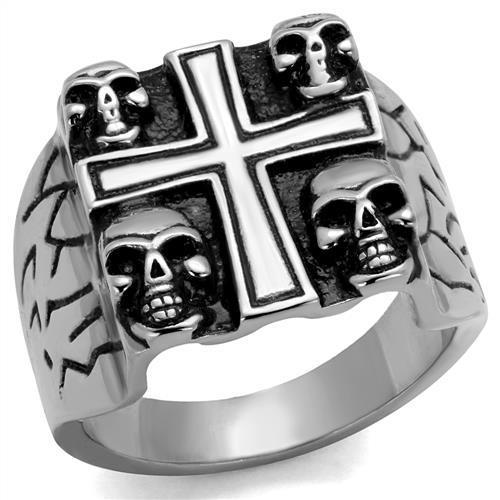 JCE2316 High polished (no plating) Stainless Steel Ring with Epoxy  in Jet
