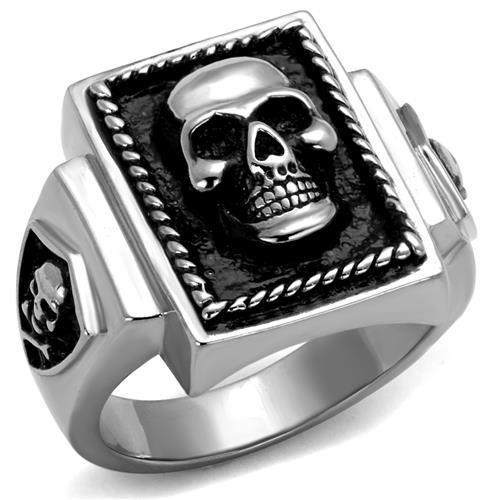 JCE2326 High polished (no plating) Stainless Steel Ring with Epoxy  in Jet
