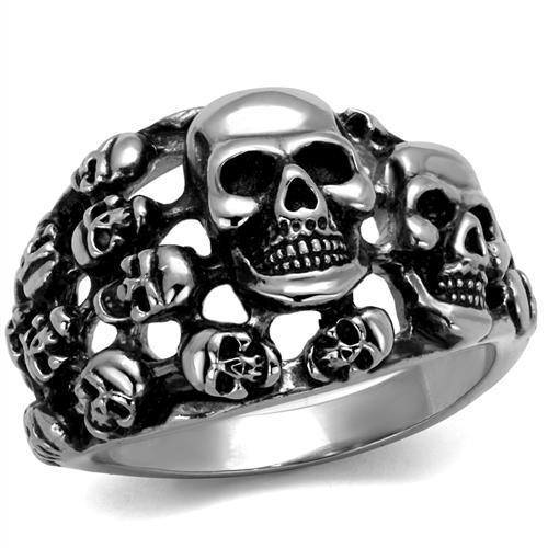 JCE2332 High polished (no plating) Stainless Steel Ring with Epoxy  in Jet