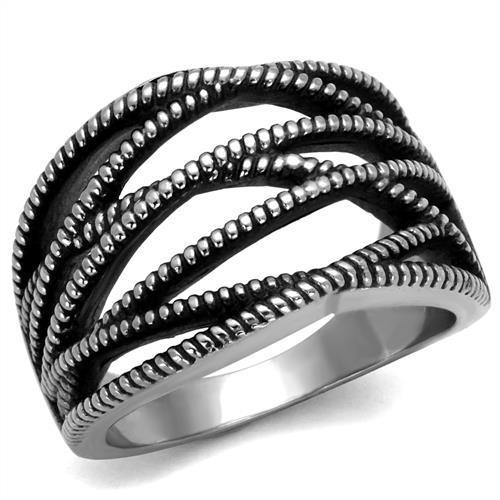 JCE2335 High polished (no plating) Stainless Steel Ring with Epoxy  in Jet