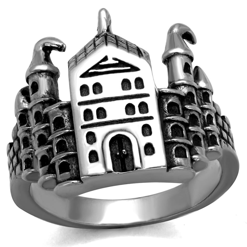 JCE2340 High polished (no plating) Stainless Steel Ring with Epoxy  in Jet
