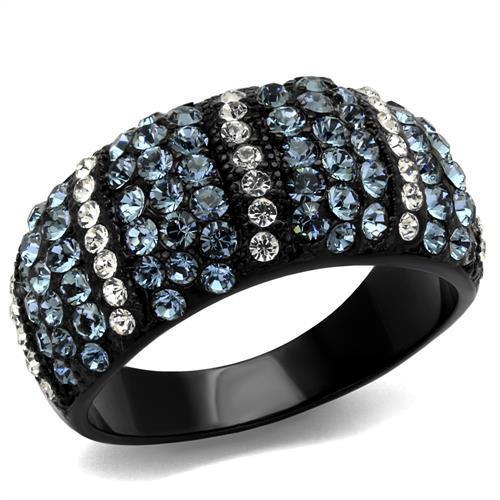 JCE2355 IP Black(Ion Plating) Stainless Steel Ring with Top Grade Crystal  in Montana