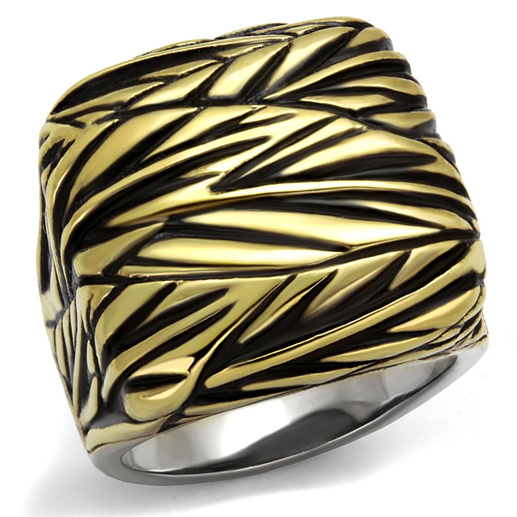 JCE2370 Two-Tone IP Gold (Ion Plating) Stainless Steel Ring with Epoxy  in Jet