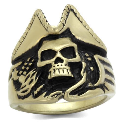 JCE2453 IP Antique Copper Stainless Steel Ring with Epoxy  in Jet