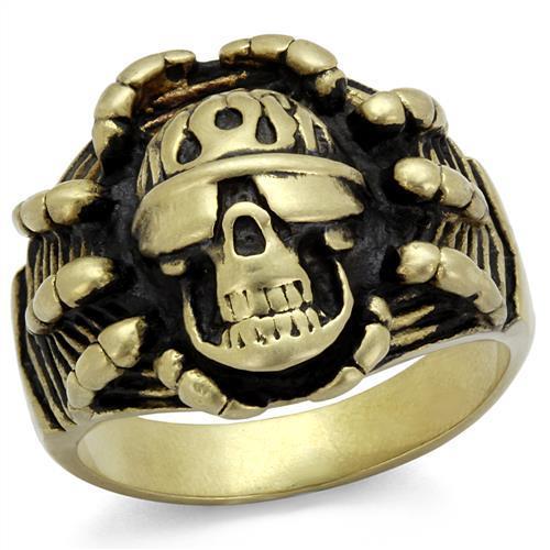 JCE2461 IP Antique Copper Stainless Steel Ring with Epoxy  in Jet