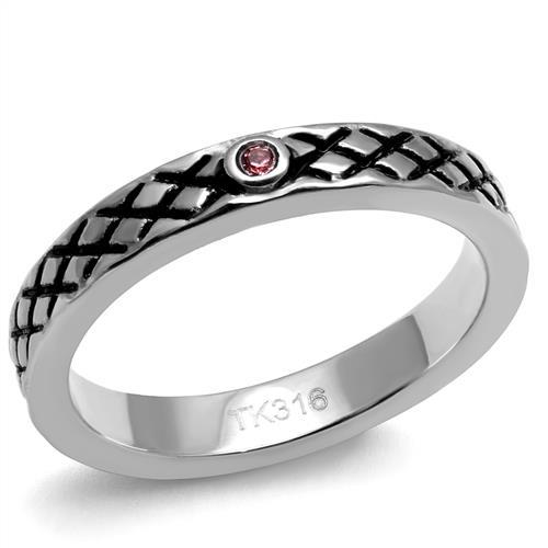 JCE2566 High polished (no plating) Stainless Steel Ring with Top Grade Crystal  in Rose