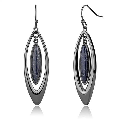 JCE2577 IP Light Black (IP Gun) Stainless Steel Earrings with Blue Sand in Montana