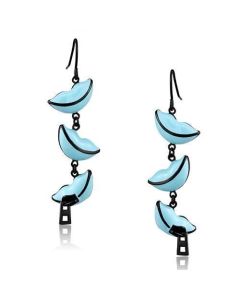 JCE2624 IP Black(Ion Plating) Stainless Steel Earrings with Epoxy in Sea Blue