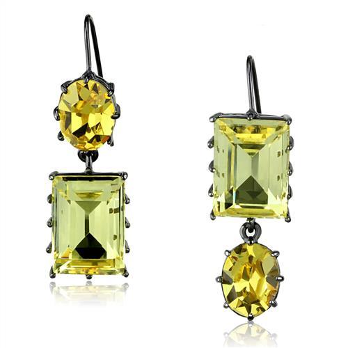 JCE2709 IP Light Black (IP Gun) Stainless Steel Earrings with Top Grade Crystal in Multi Color