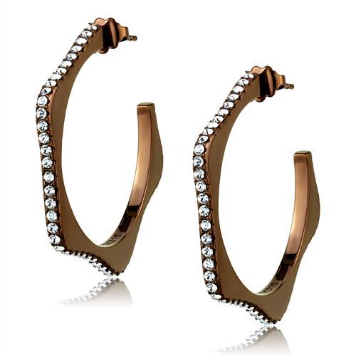 JCE2714 IP Coffee light Stainless Steel Earrings with Top Grade Crystal in Clear