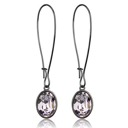 JCE2719 IP Light Black (IP Gun) Stainless Steel Earrings with Top Grade Crystal in Light Peach