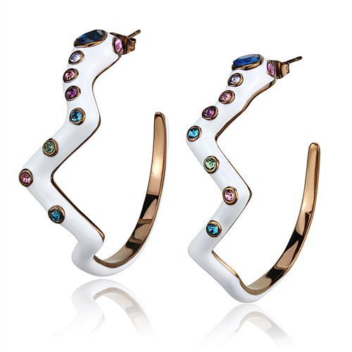 JCE2729 IP Coffee light Stainless Steel Earrings with Top Grade Crystal in Multi Color