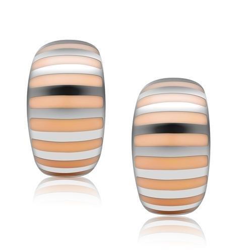 JCE273 High polished (no plating) Stainless Steel Earrings with Epoxy in No Stone