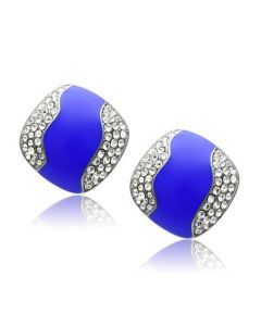 JCE278 High polished (no plating) Stainless Steel Earrings with Top Grade Crystal in Clear