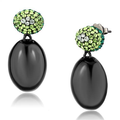 JCE2786 IP Black(Ion Plating) Stainless Steel Earrings with Top Grade Crystal in Multi Color