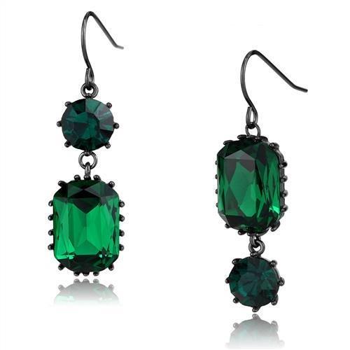 JCE2817 IP Dark Brown (IP coffee) Stainless Steel Earrings with Top Grade Crystal in Emerald