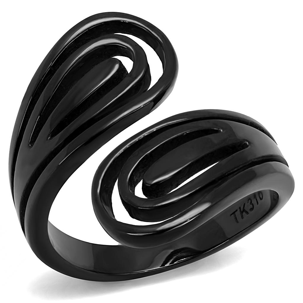 JCE3059 IP Black(Ion Plating) Stainless Steel Ring with No Stone