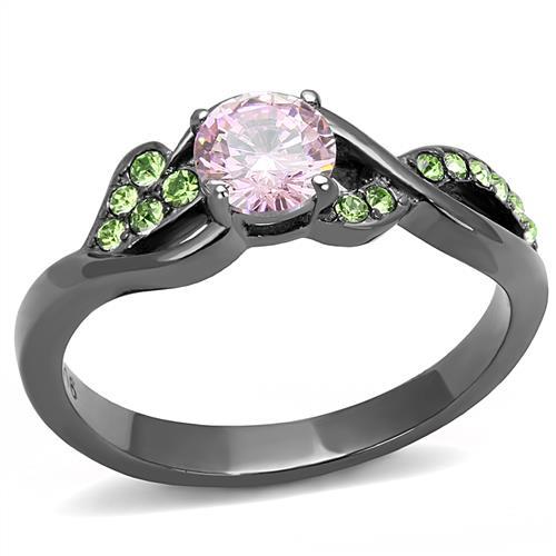 JCE3132 IP Light Black  (IP Gun) Stainless Steel Ring with AAA Grade CZ  in Rose