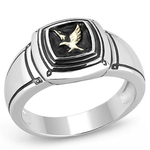 JCE3226 Two-Tone IP Gold (Ion Plating) Stainless Steel Ring with Epoxy  in Jet