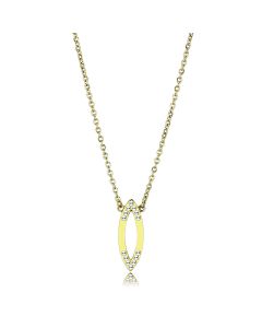 JCE3285 IP Gold(Ion Plating) Stainless Steel Necklace with Top Grade Crystal in Clear
