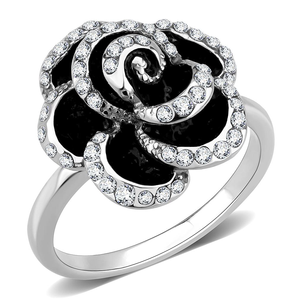 JCE3577 No Plating Stainless Steel Ring with Top Grade Crystal  in Clear