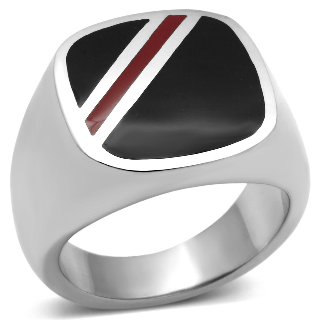 JCE602 High polished (no plating) Stainless Steel Ring with Epoxy  in Multi Color