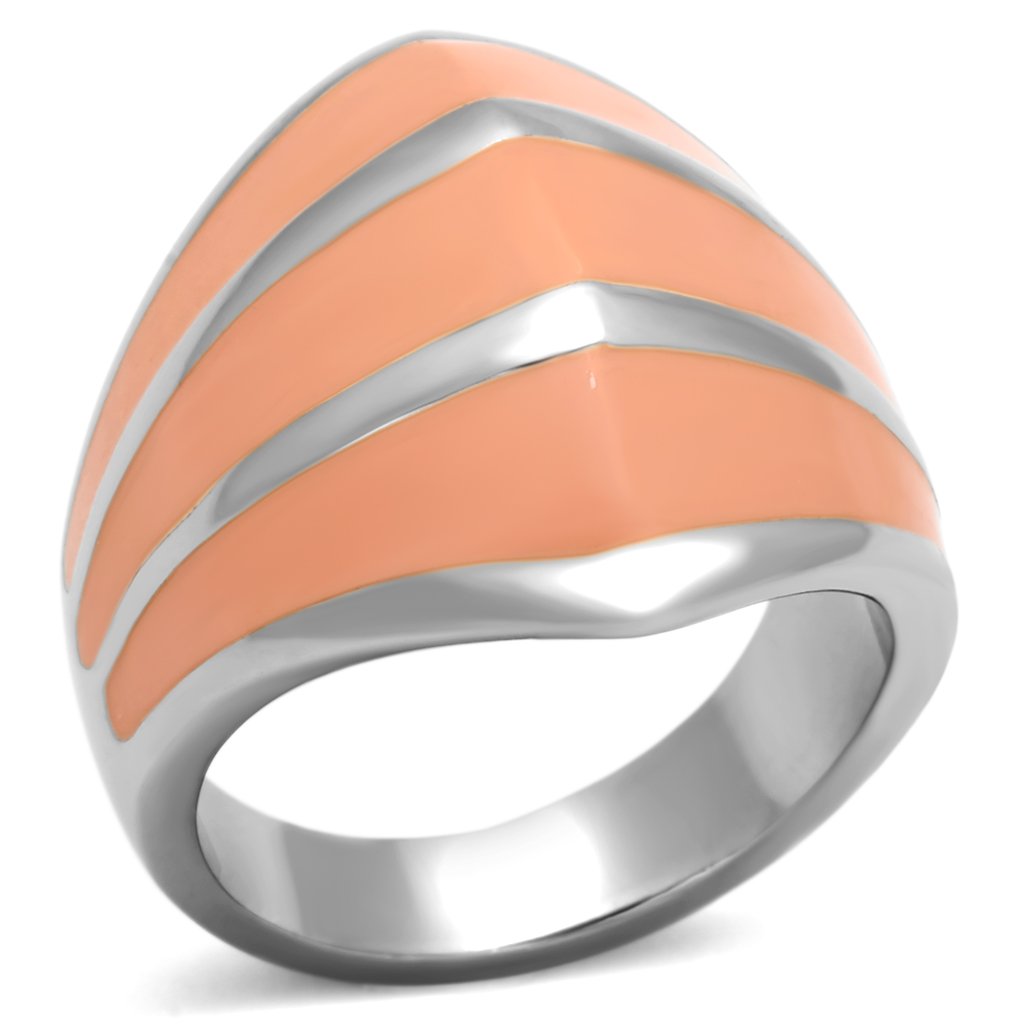 JCE822 High polished (no plating) Stainless Steel Ring with Epoxy  in Orange