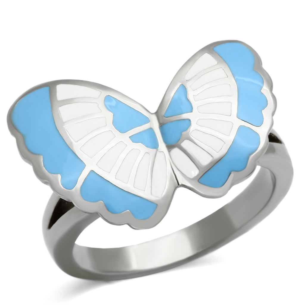 JCE827 High polished (no plating) Stainless Steel Ring with Epoxy  in Multi Color