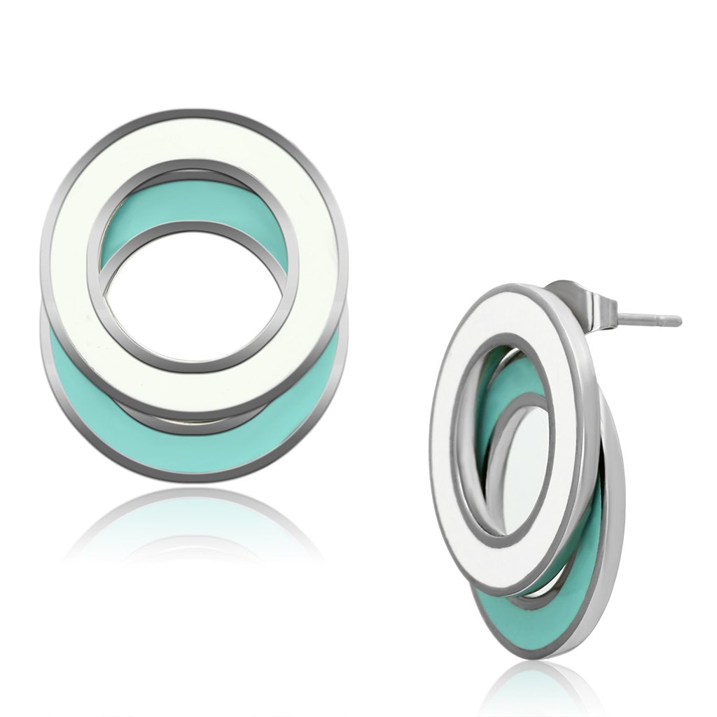 JCE893 High polished (no plating) Stainless Steel Earrings with Epoxy  in Multi Color
