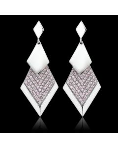 JCE053 Rhodium 925 Sterling Silver Earrings with AAA Grade CZ in Rose