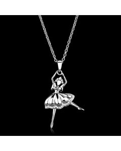 JCE163 Rhodium 925 Sterling Silver Chain Pendant with AAA Grade CZ in Clear