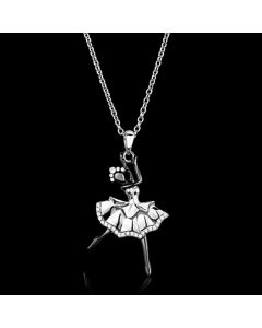 JCE164 Rhodium + Ruthenium 925 Sterling Silver Chain Pendant with AAA Grade CZ in Clear